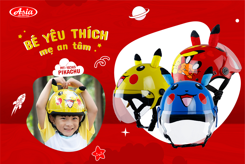 nón bảo hiểm trẻ em Pikachu